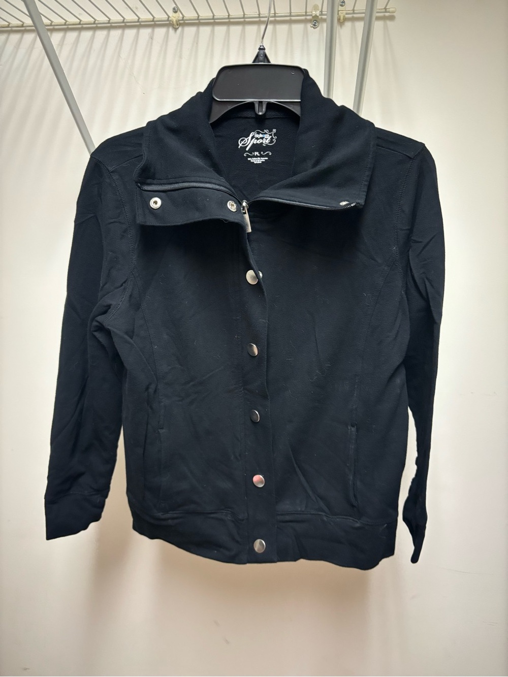 Style & Co. Black Snap-Front Bomber Jacket